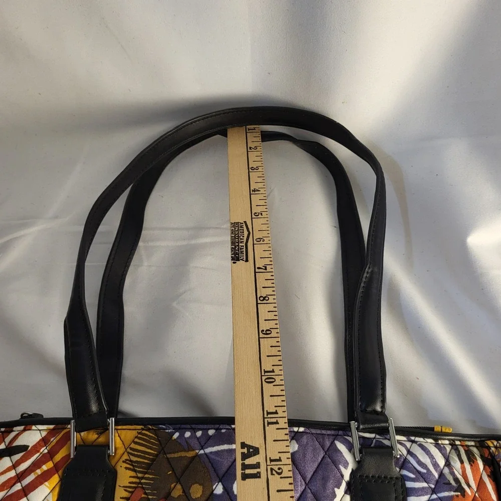 Vera Bradley Painted Feather Black Accents Tote Bag 16x15.5x4.5